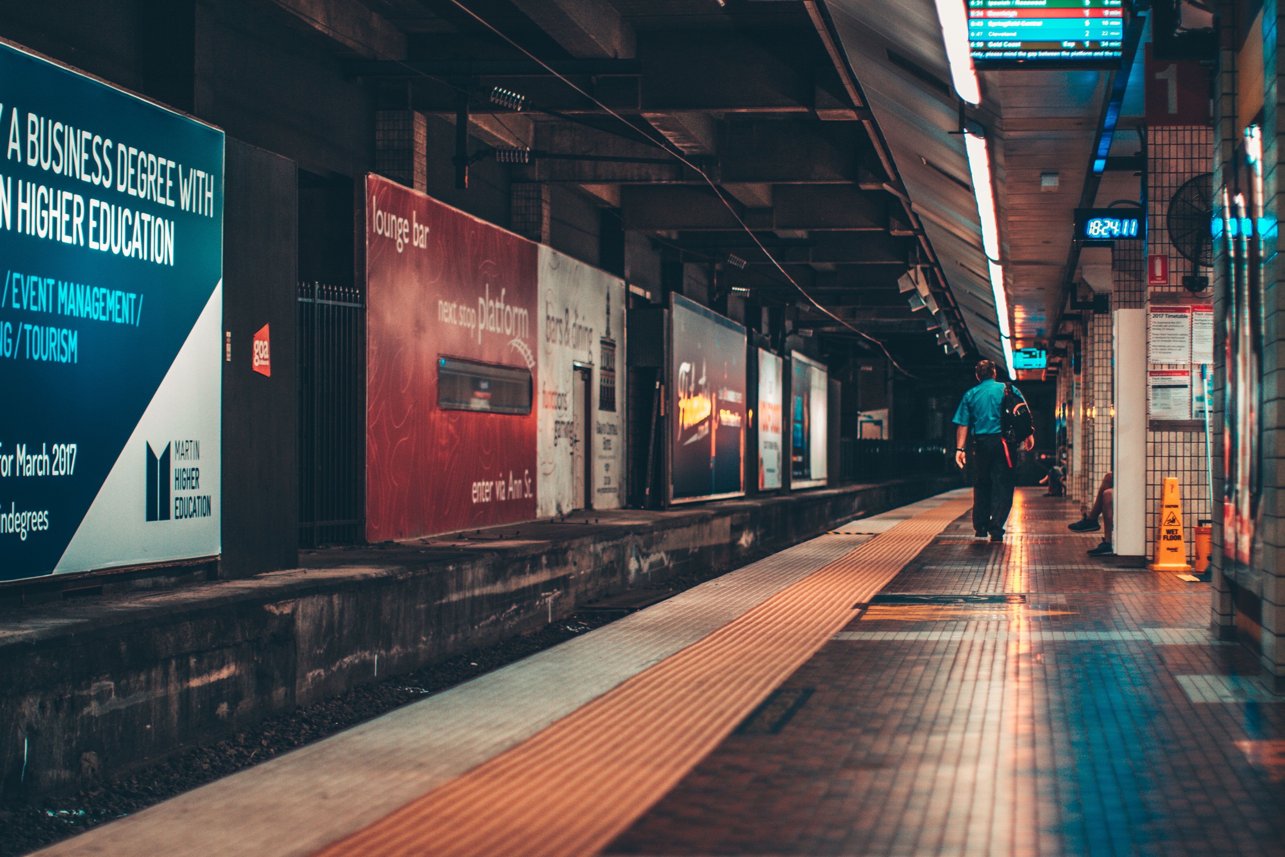 man walking in subway